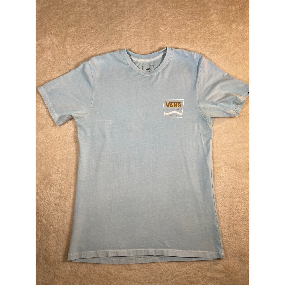 Vans Off The Wall Graphic Print T-Shirt Men's Size M Blue 100% Cotton